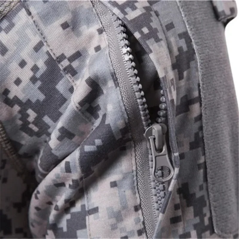 New Camouflage Men's T-Shirts Half Zipper Stand Neck Thick Fleece Shirts Outdoor Sports Athletic Tops Long Sleeve T shirts - Image 5